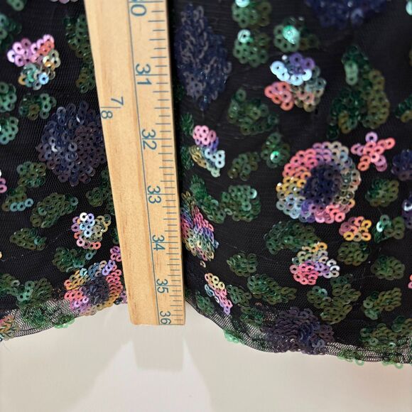 Sam Edelman Women Sequin Floral Mini Dress Size 10 Black Swiftie NYE Party Disco - Picture 8 of 9